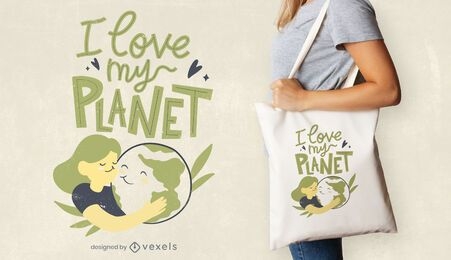 Amo meu design de sacola de planeta