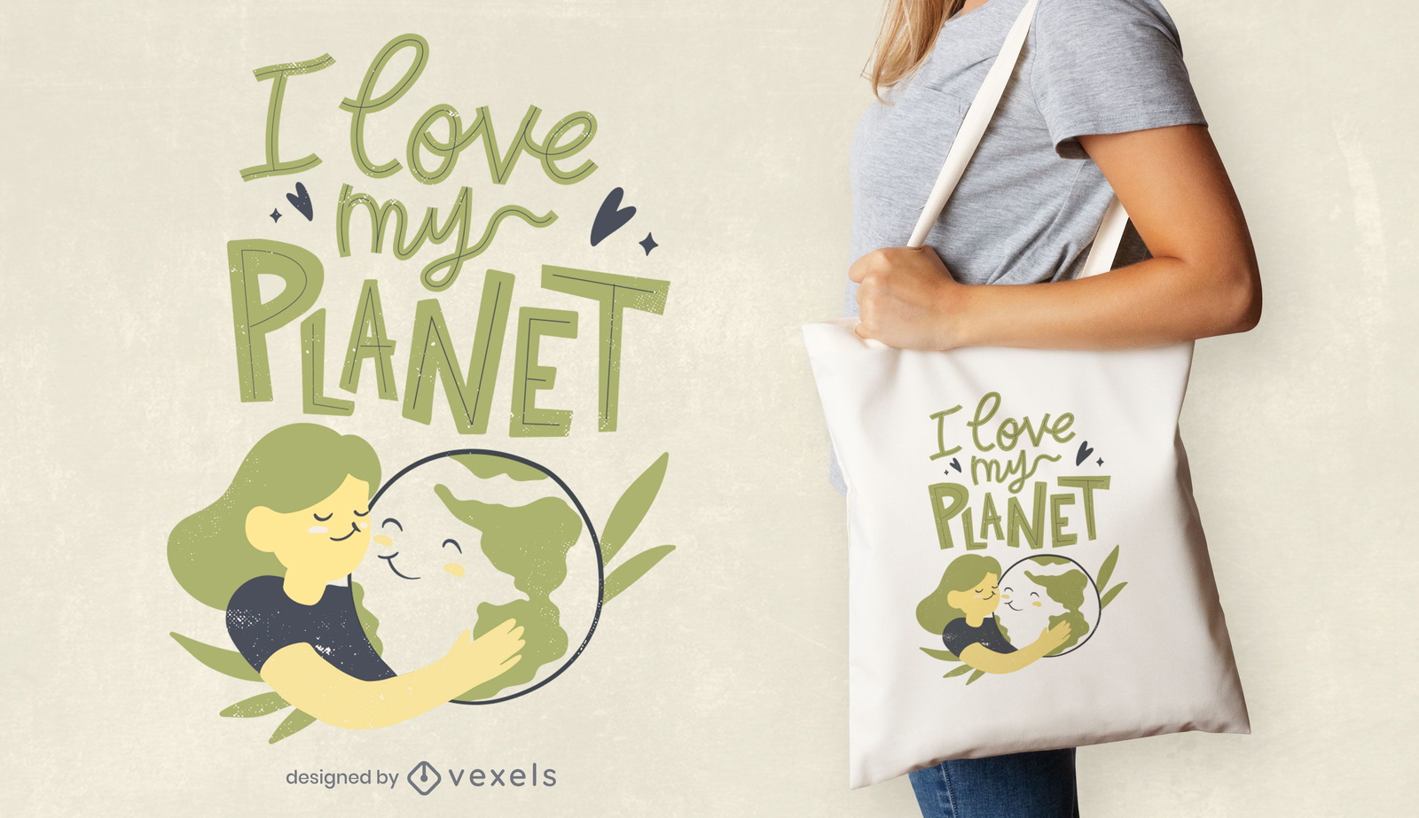 Diseño de bolsa de asas Love my planet