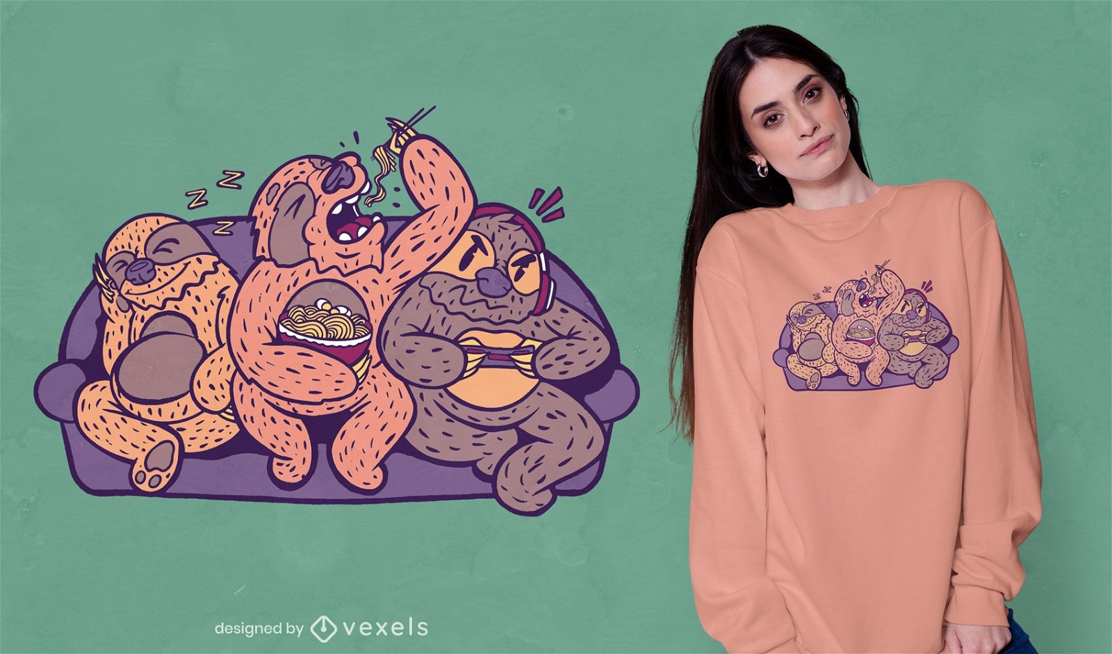 Couch sloths t-shirt design