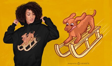 Hund auf Schlitten T-Shirt Design