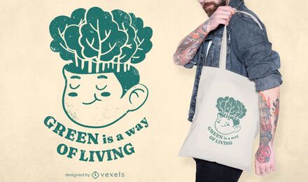 Green living tote bag design Green living tote bag design