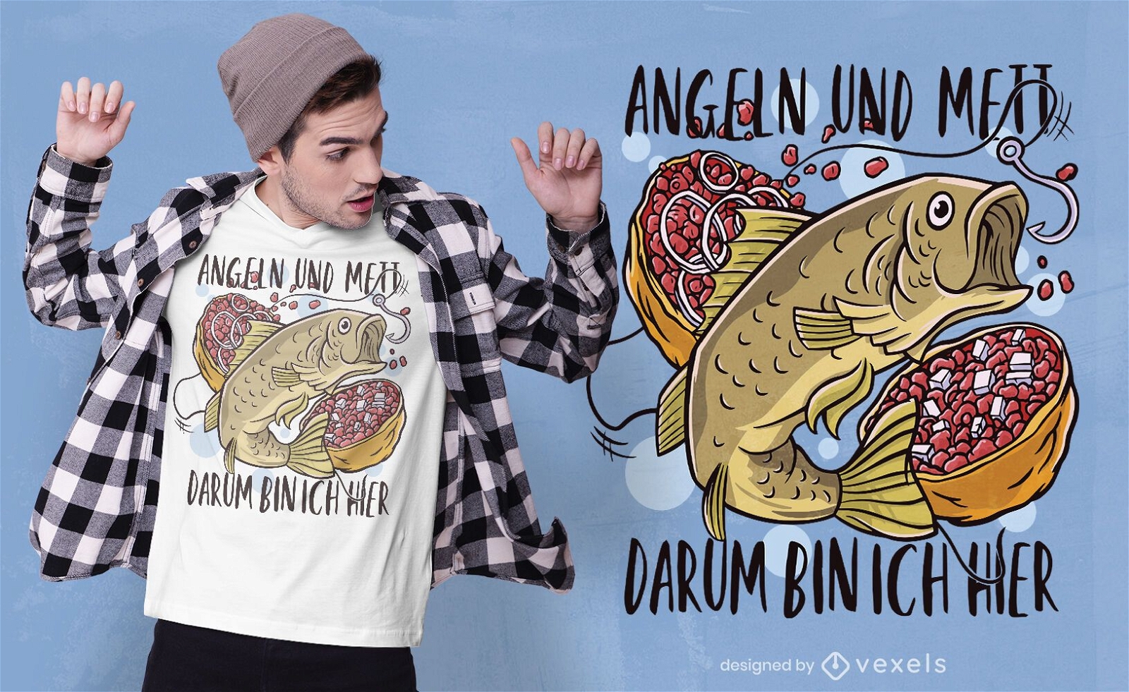Design de camisetas de pesca e mett