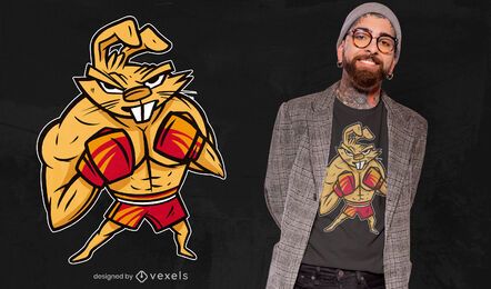 Diseño de camiseta de conejo boxer