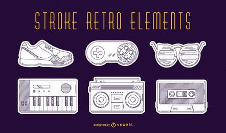 Elementos retro definidos traço