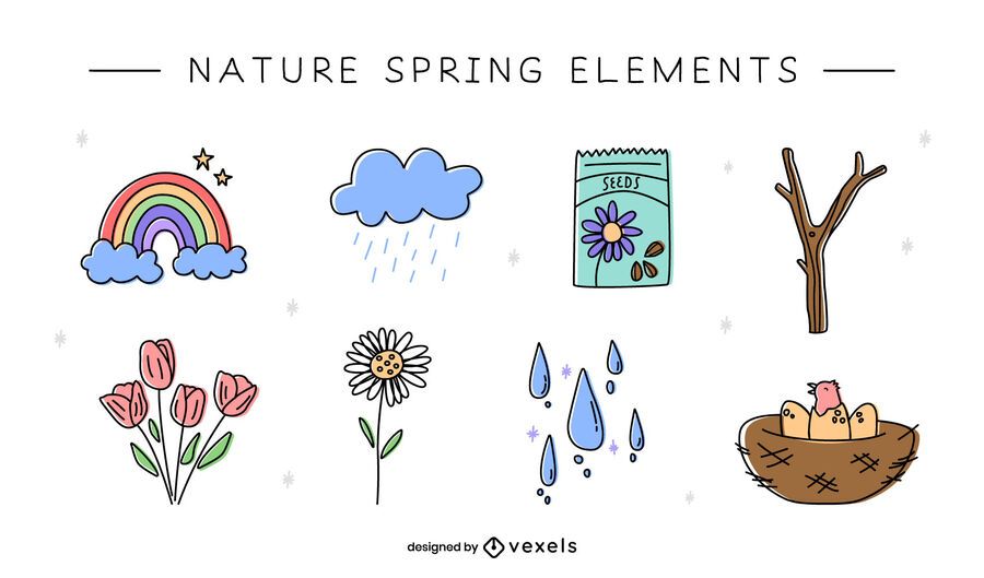 Elementos de la naturaleza doodle Elementos de la naturaleza doodle