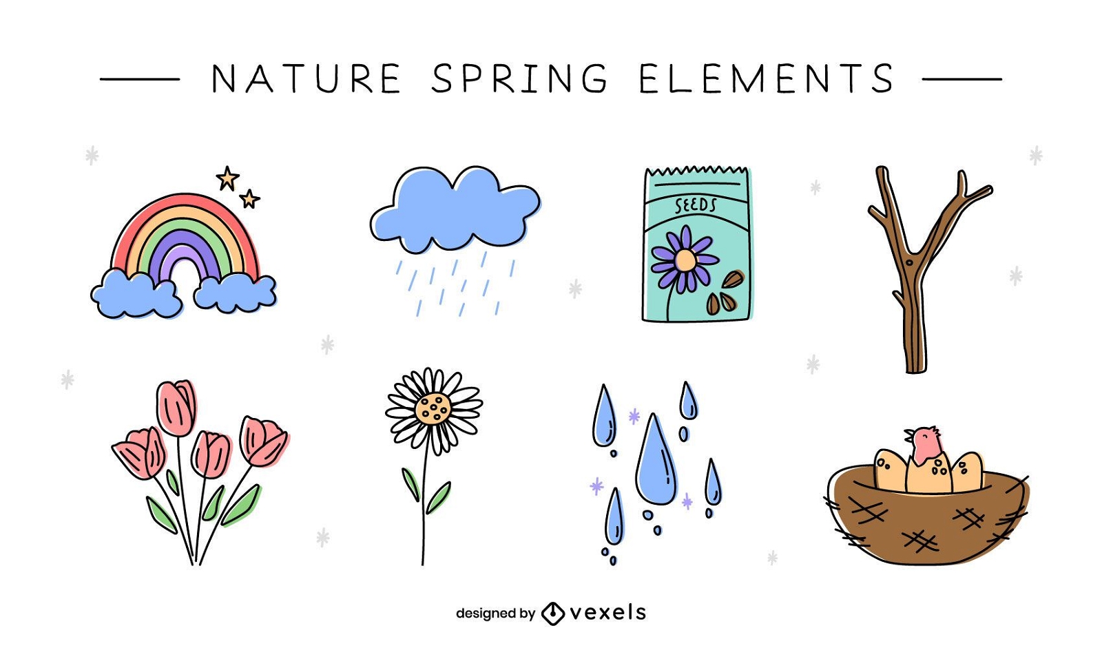 Elementos do doodle da natureza