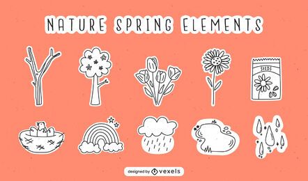 Elementos do traço da natureza da primavera