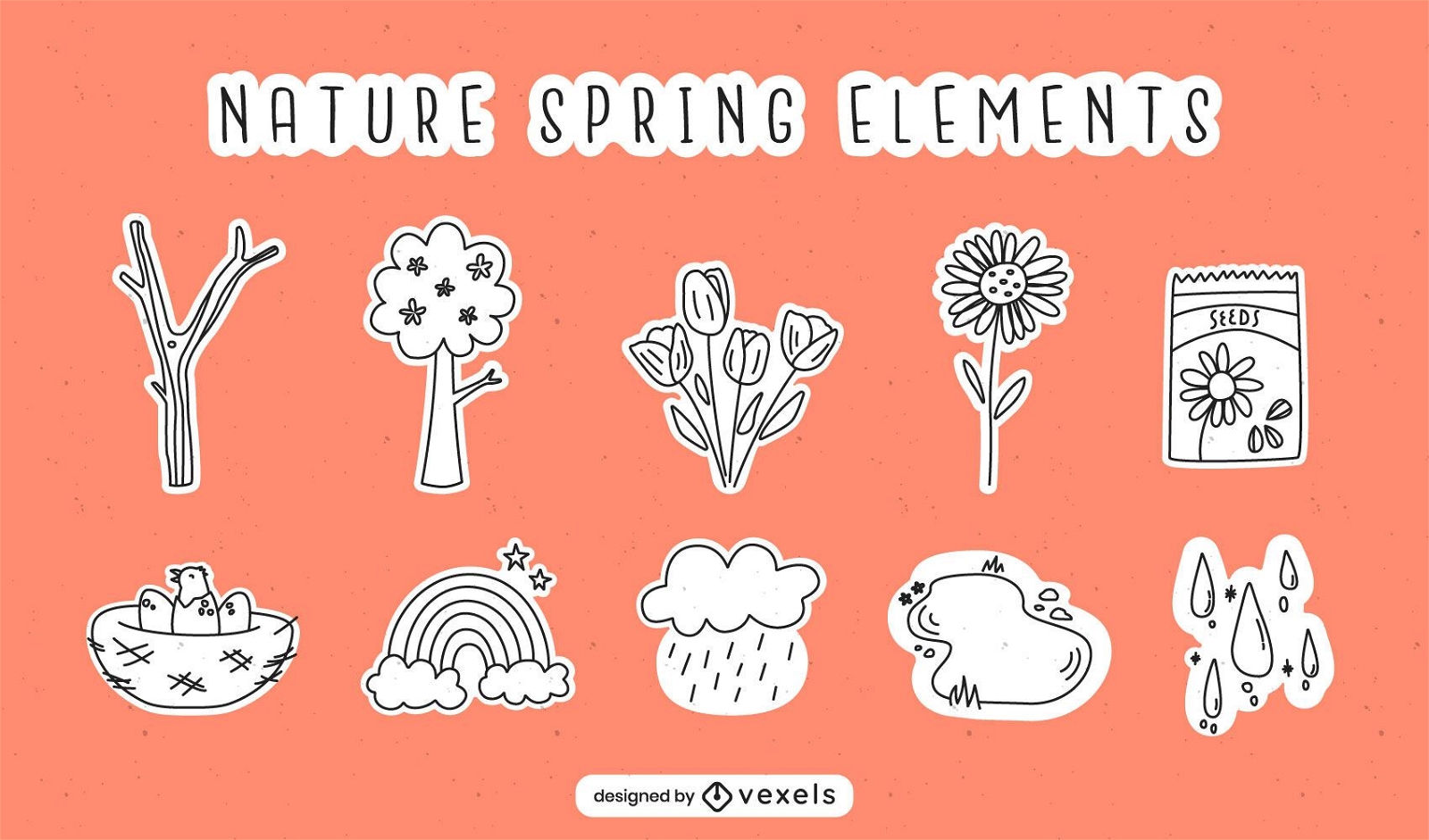 Spring nature stroke elements