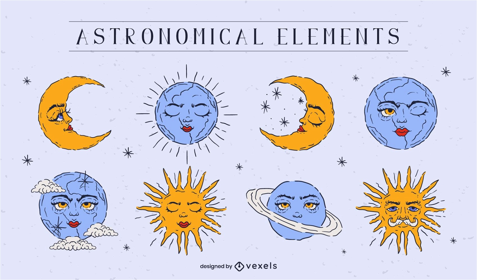 Astronomische Elemente gesetzt