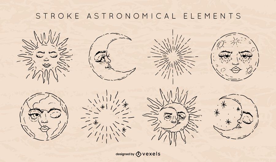 Astronomical element stroke set Astronomical element stroke set