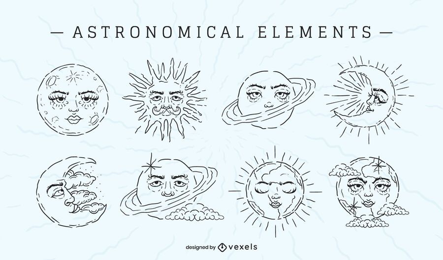 Astronomical elements stroke set Astronomical elements stroke set
