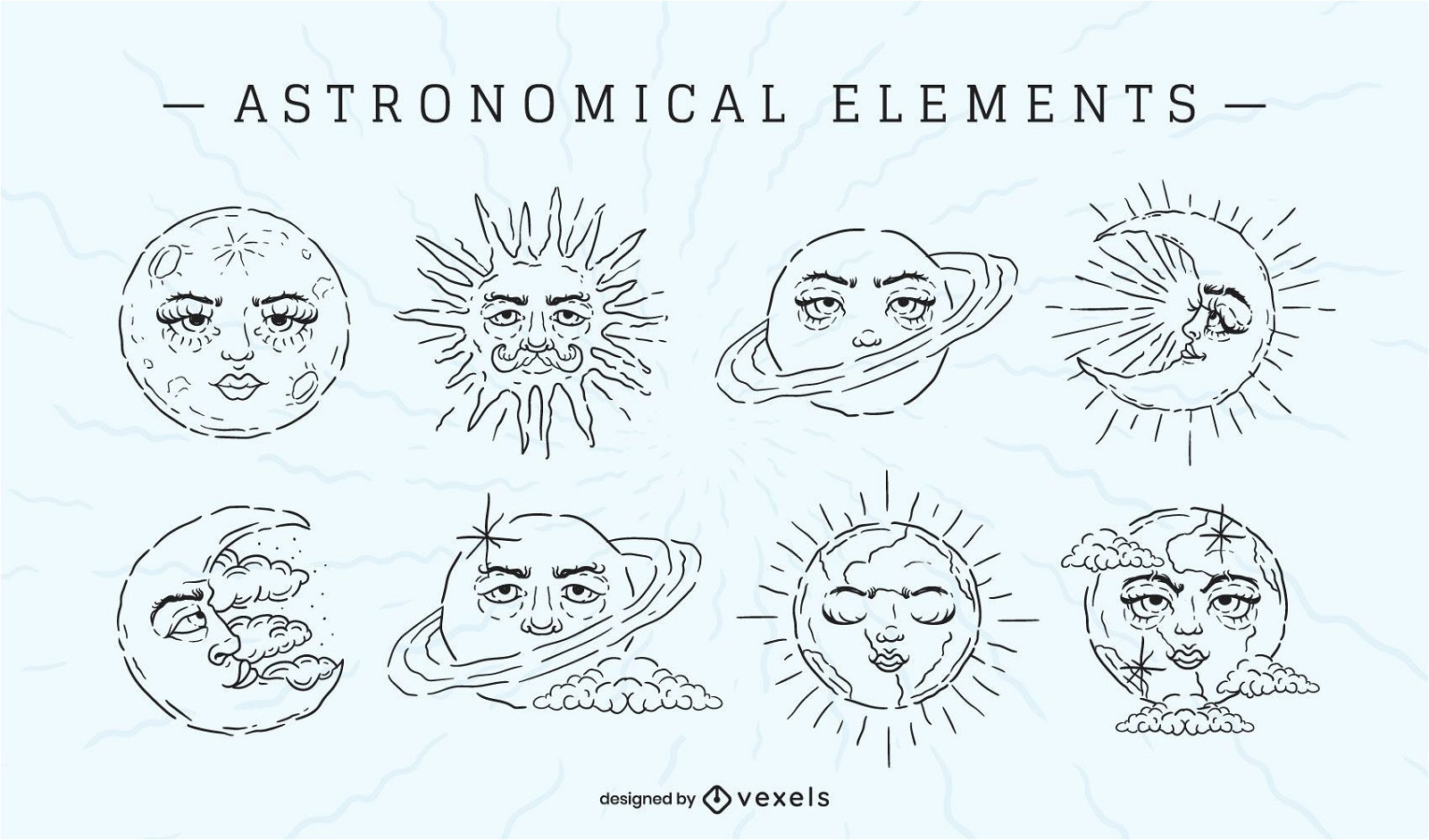 Conjunto de traços de elementos astronômicos