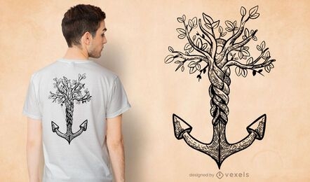 Diseño de camiseta de árbol de ancla