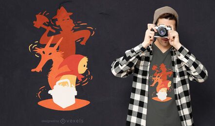 Diseño de camiseta de personajes de Caperucita Roja.