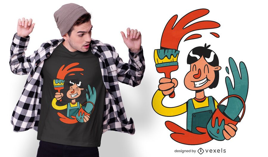 Painter cartoon t-shirt design Painter cartoon t-shirt design