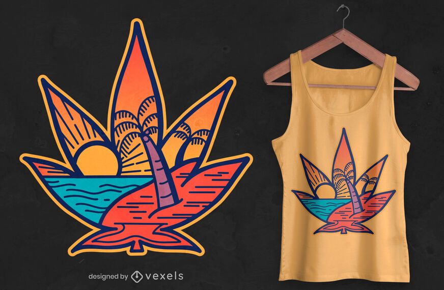 Cannabis leaf beach t-shirt design Cannabis leaf beach t-shirt design
