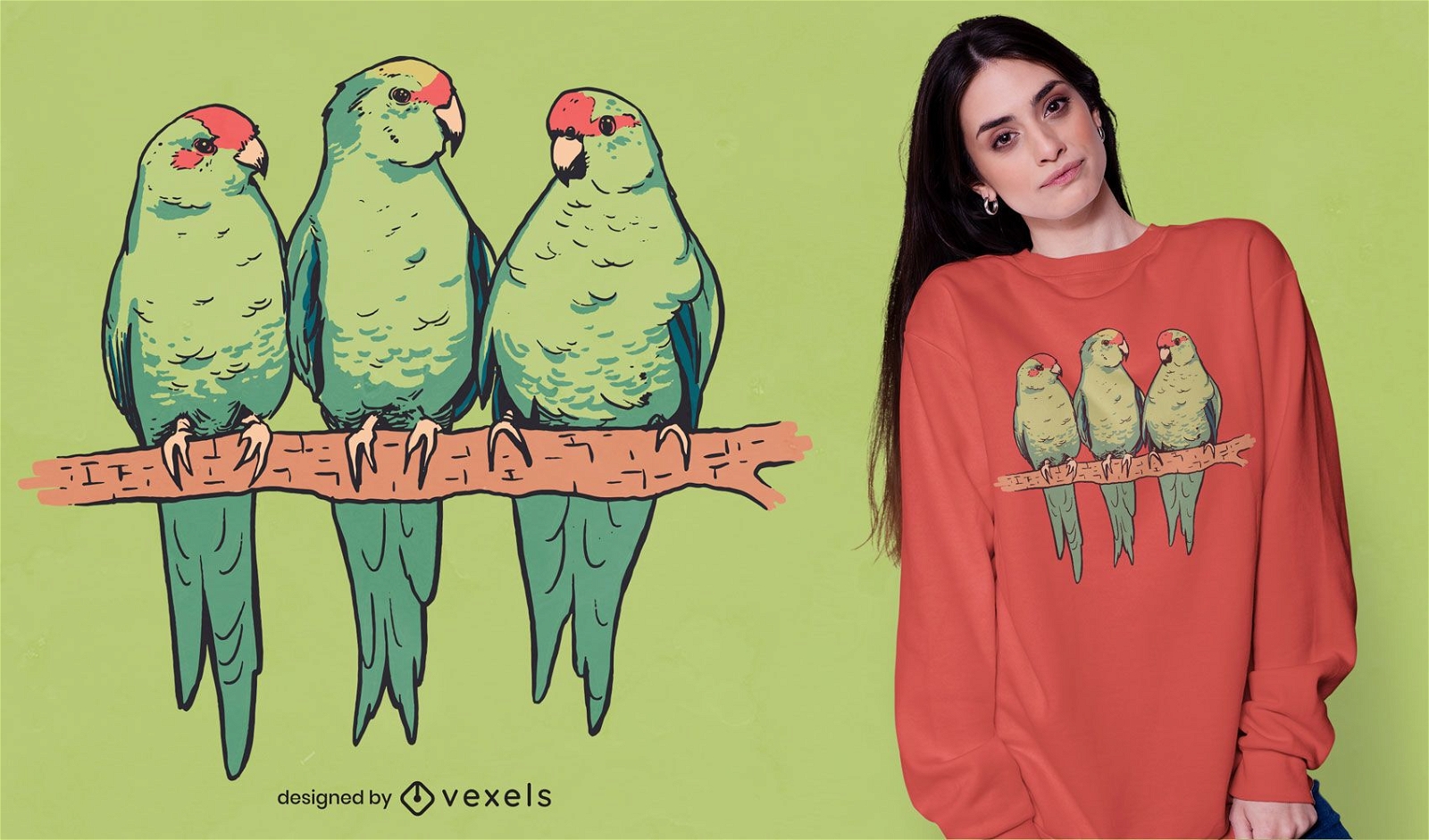 Red-crowned parakeets t-shirt design