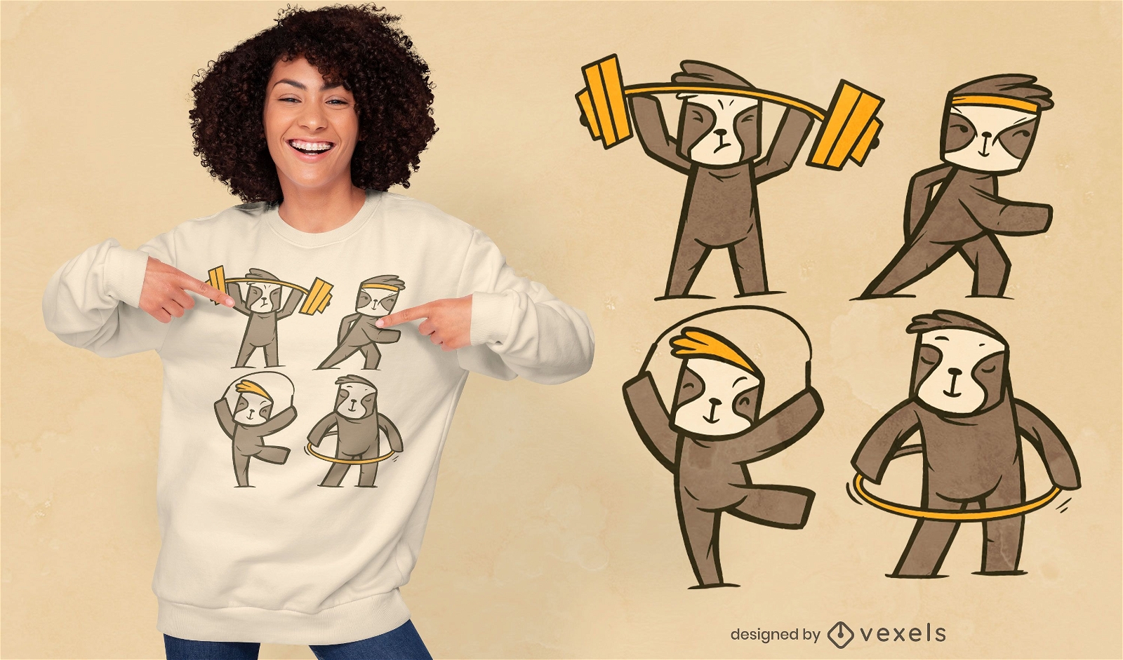 Fitness sloths t-shirt design