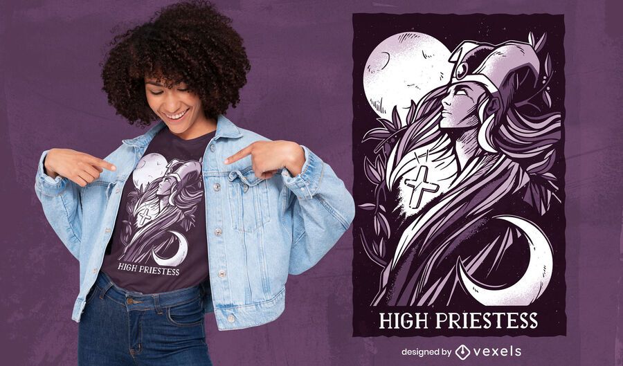 High priestess tarot t-shirt design High priestess tarot t-shirt design