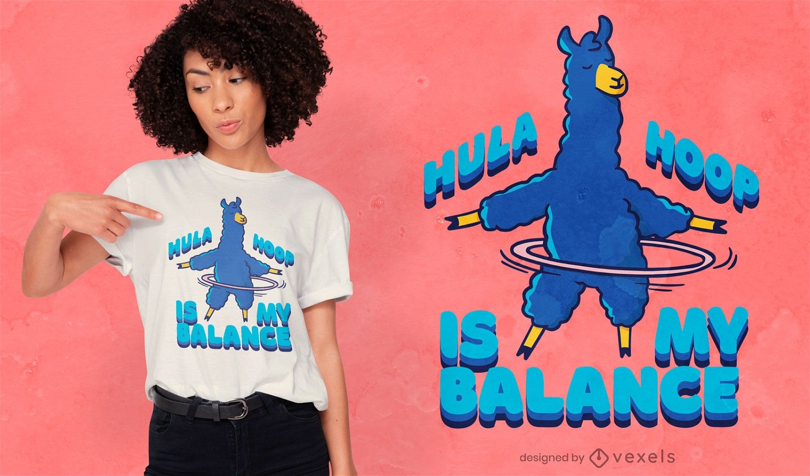 Diseño de camiseta de alpaca hula hoop