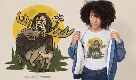 Big Foot Riding Elch T-Shirt Design