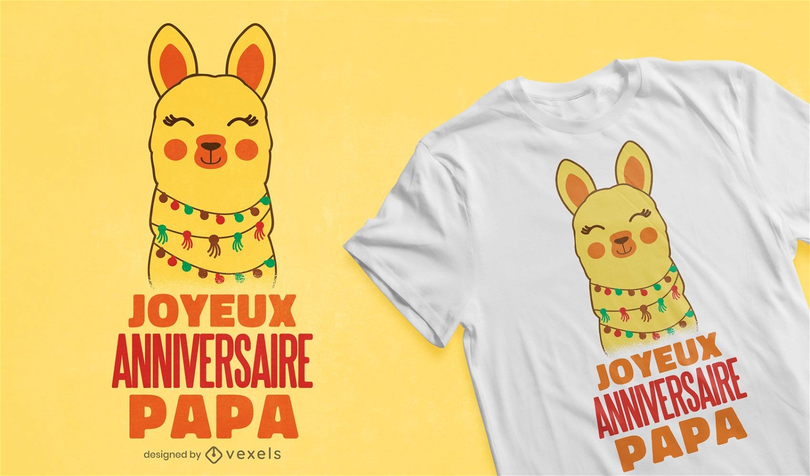 Alpaca birthday french t-shirt design