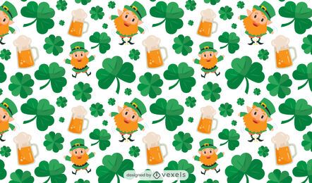 Diseño de patrón de duende y tréboles de San Patricio