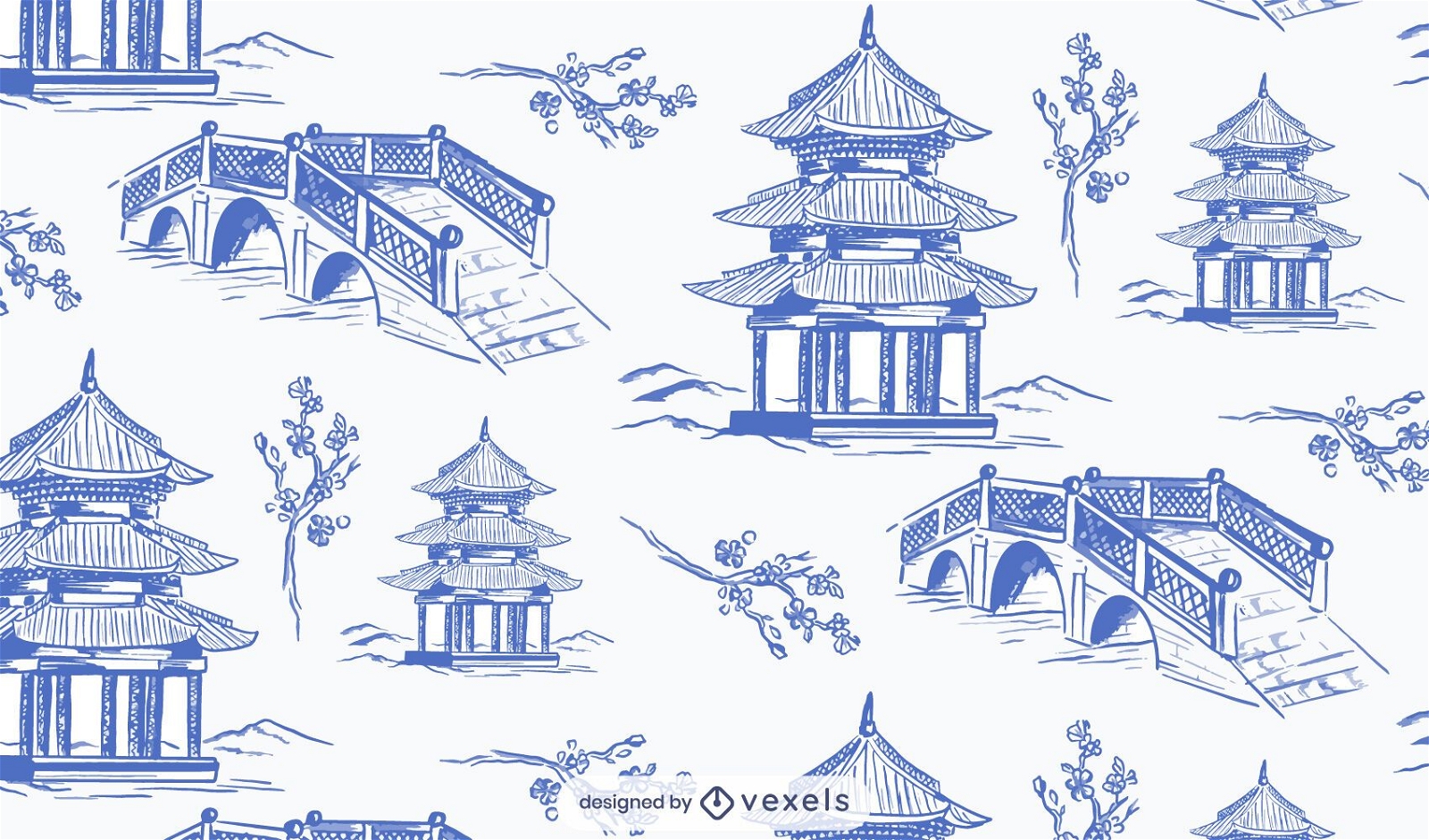 Diseño de patrón de jardín chino