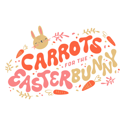 Easter bunny carrots lettering PNG Design