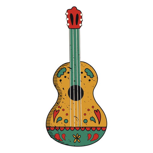 Painted guitar color-stroke PNG Design