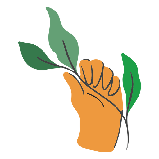 Hand holding leaves flat PNG Design