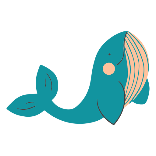 Smiling whale flat PNG Design