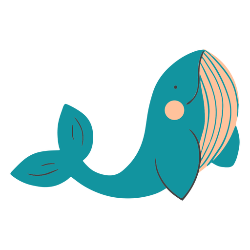 Sonriendo ballena plana Diseño PNG