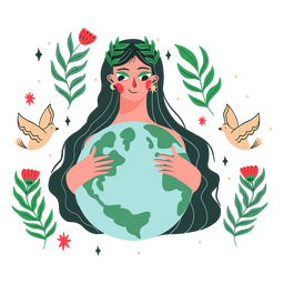 Earth day woman illustration Transparent PNG