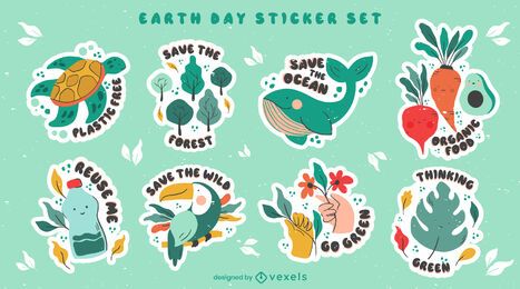conjunto de adesivos do dia da terra