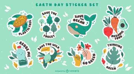 Earth day sticker set
