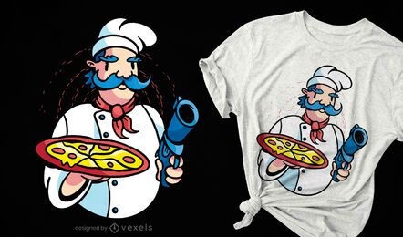 Pizza Chef Pistole T-Shirt Design