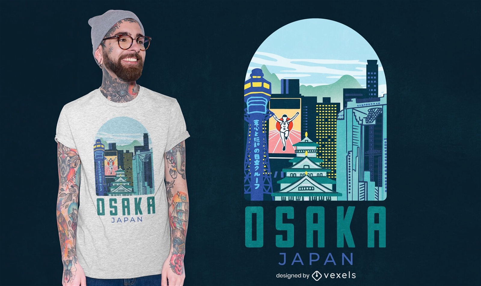 Diseño de camiseta de la ciudad de Osaka