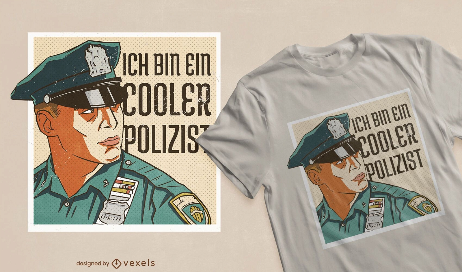 Cooles deutsches T-Shirt-Design des Polizisten