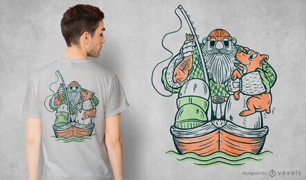 Fischer und Hund T-Shirt Design