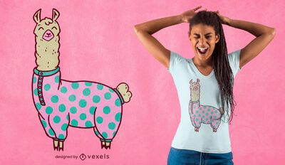 Llama Pijama T shirt Design Vector Download