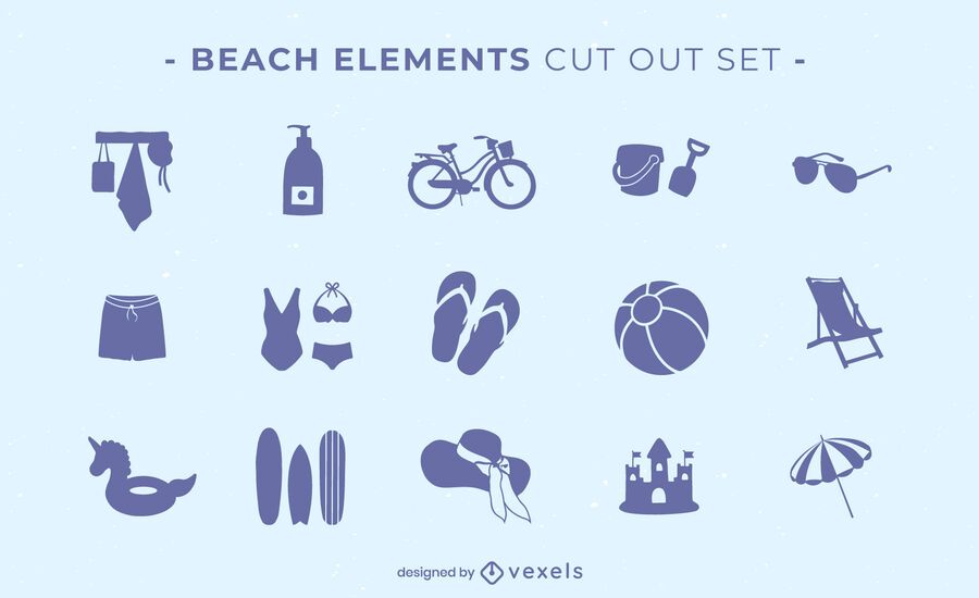 Beach elements cut-out set Beach elements cut-out set