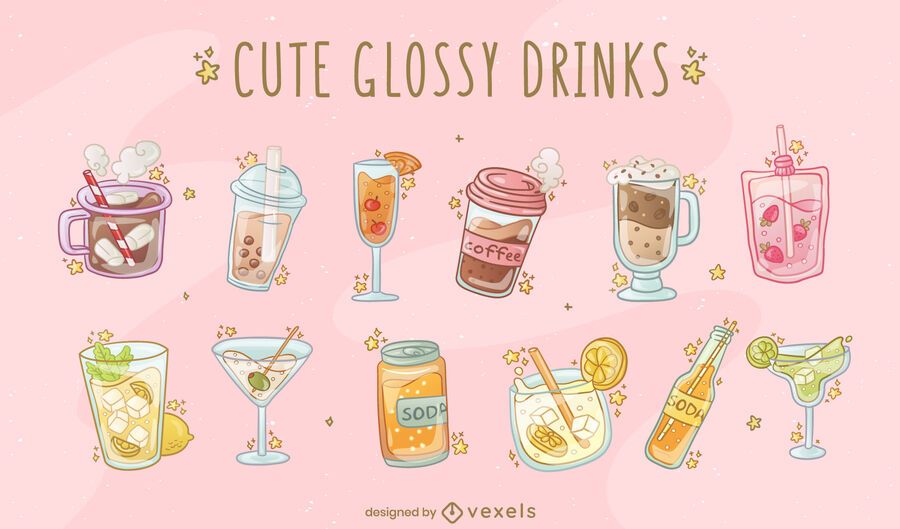 Glossy drinks vector set Glossy drinks vector set
