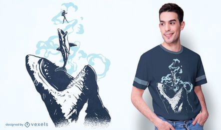 Megalodon chase t-shirt design