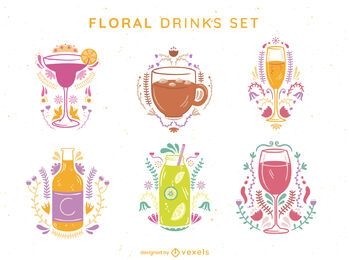 Floral drink set