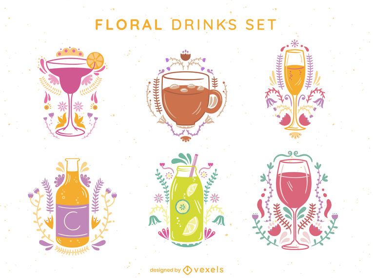Floral drink set Floral drink set