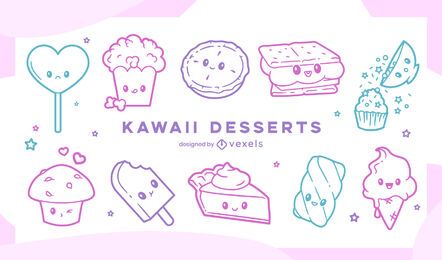 Conjunto de trazos kawaii dulce Conjunto de trazos kawaii dulce