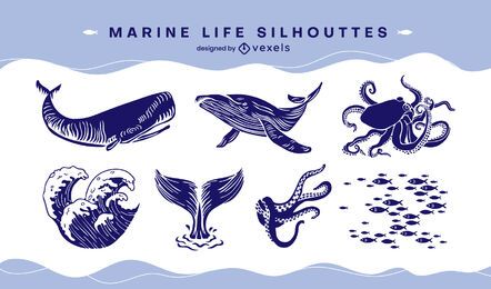 Marine life set cut-out