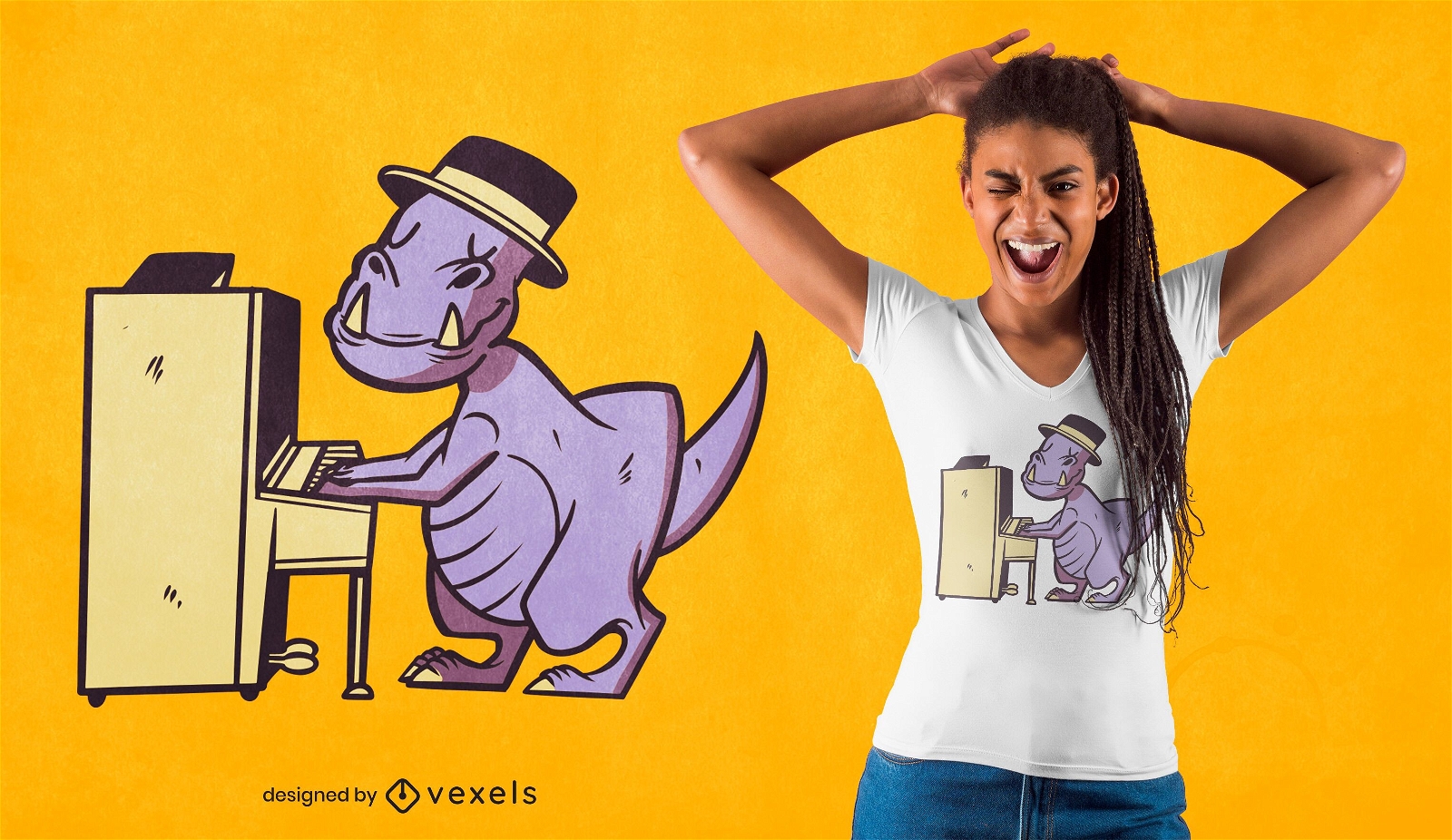 Pianist t-rex t-shirt design