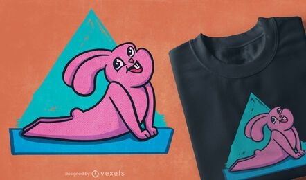 Diseño de camiseta de conejito de yoga feliz